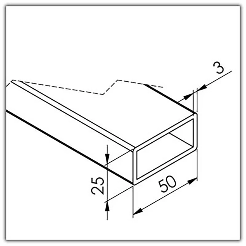 Rechteckrohr 50 x 25 x 3,0mm / V2A / Korn 400 - Bild 6