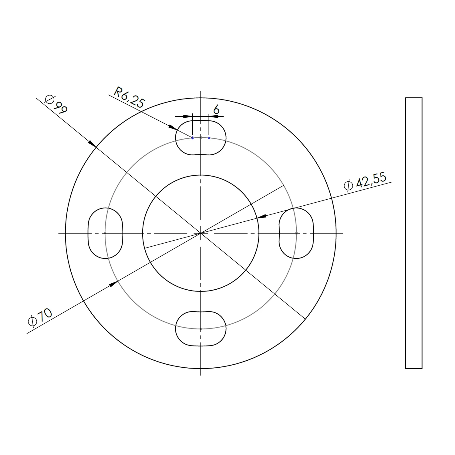 Ronde ø 99 x 6mm Mittelbohrung ø 42,5mm roh, 99x6 / B= 42,5mm - Bild 2