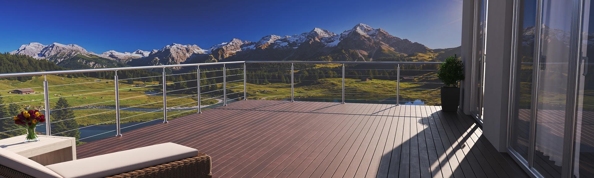 Edelstahlgeländer mit Glasfüllung