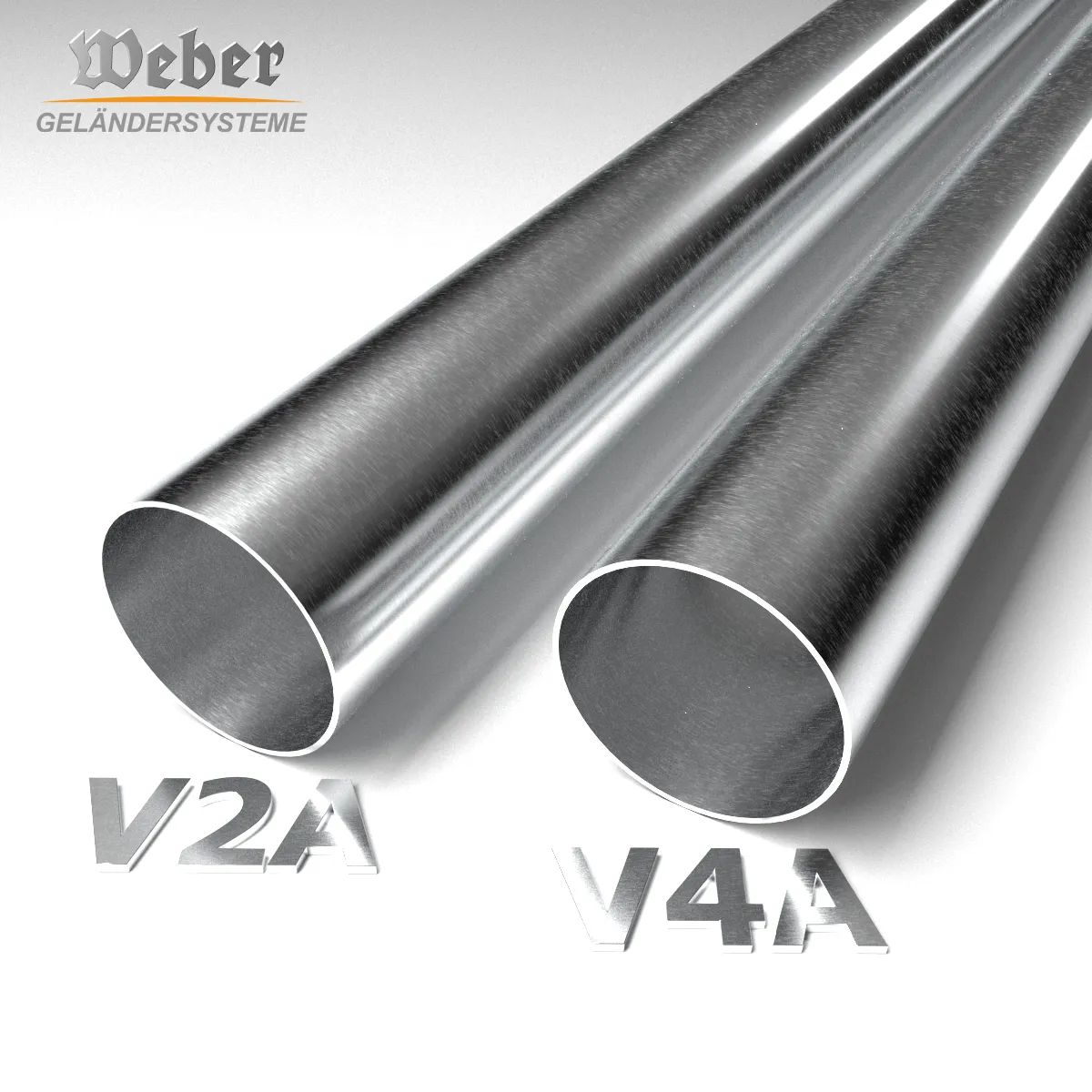 Detailaufnahme Edelstahl V2A und V4A im Vergleich